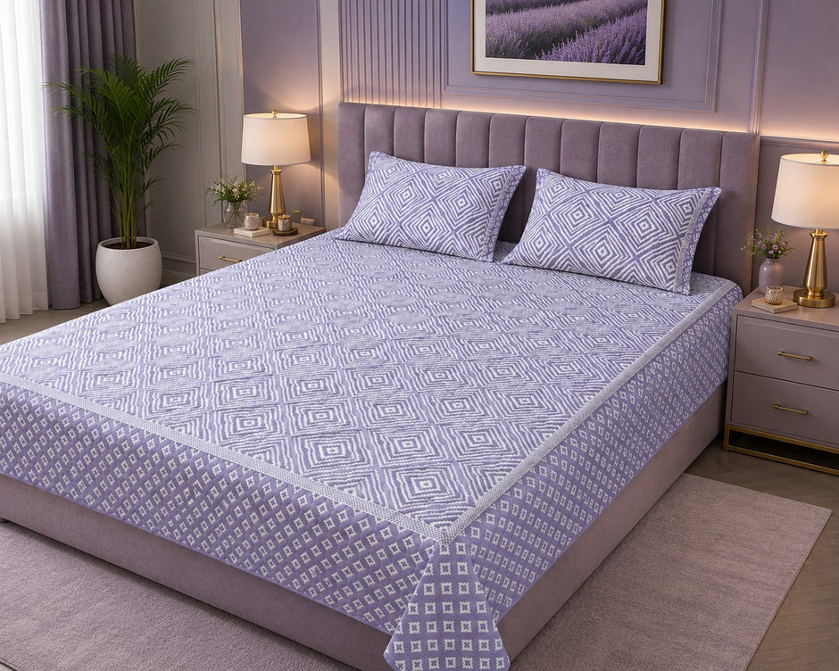 Lavender Diamond Quilted 100% Cotton Bedsheet