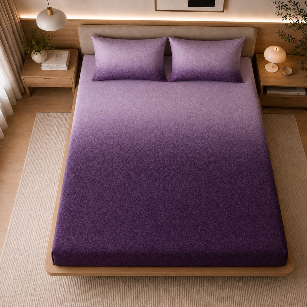 Ombre - Lavender Plum Ombre Premium -100% Cotton Bedsheet Set
