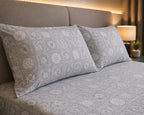 Chamatkar - ivory Mist Medallion glace cotton bedsheet
