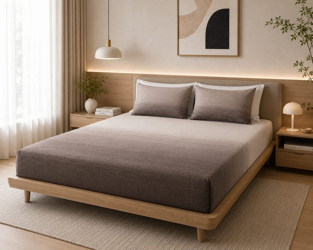 Ombre - Champagne Dusk Ombre Premium Flat Bedsheet set with 2 pillowcases - 100% cotton
