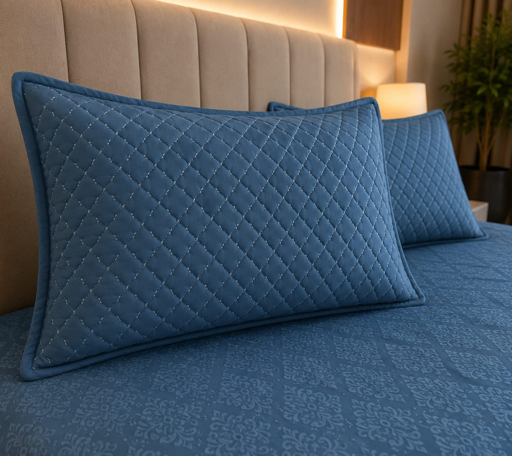Embrose - Sapphire Royale Diamond Quilted Cotton Bedsheet – Elegant Blue Collection