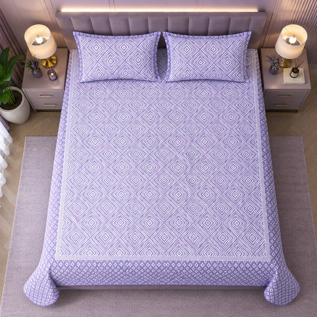 Lavender Diamond Quilted 100% Cotton Bedsheet