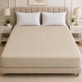 Casper Premium Quilted waterproof mattress protector - soft breathable fitted bed cover - ivory beige