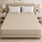 Casper Premium Quilted waterproof mattress protector - soft breathable fitted bed cover - ivory beige
