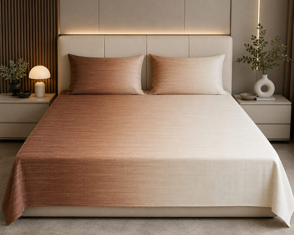 Ombre- Copper Ivory Ombre Premium Bedsheet Set - 100% cotton
