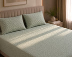 Rockstar - Sage Green Blossom Luxe Premium -100% Cotton bedsheet set with quilted pillow covers