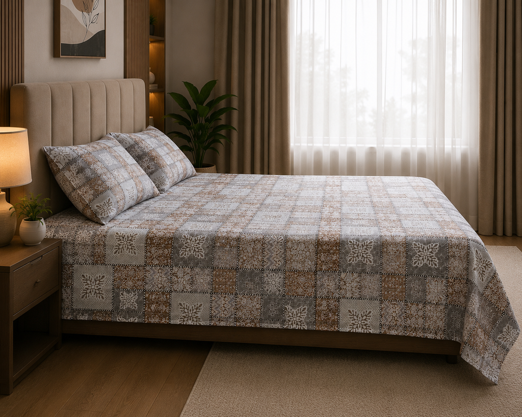 Jhumka - Terra Mosaic : Premium 100% Cotton Bedsheet