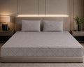 Rockstar - Mist Grey Regal Damask Premium -100% Cotton Bedsheet Set With Quilted Pillowcovers