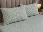Rockstar - Sage Green Blossom Luxe Premium -100% Cotton bedsheet set with quilted pillow covers