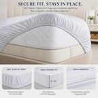 Casper Premium Quilted waterproof mattress protector - soft breathable fitted bed cover- Light Grey