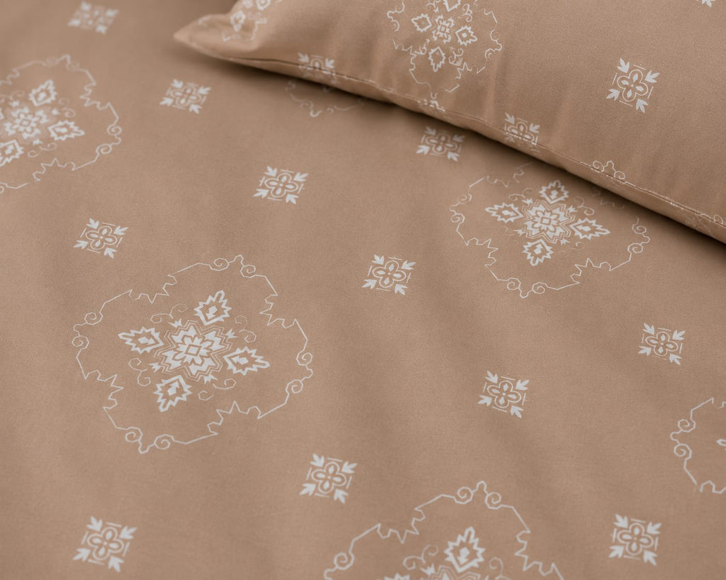 Glitter bedding - Royal Beige Heritage Damask 100% Cotton Bedsheet Set | Premium Floral Motif
