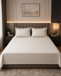 Embose - Ivory Taupe Regal Medallion Premium - 100%Cotton Bedsheet Set with Quilted Pillow Covers
