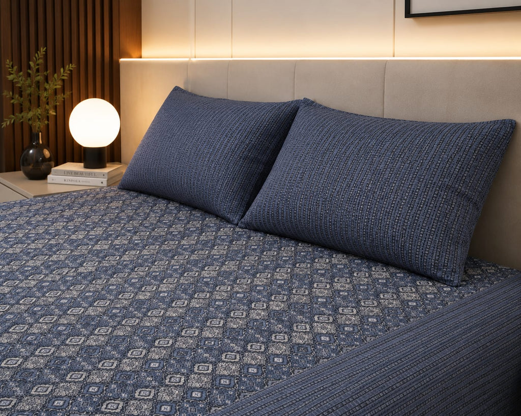 French rose -Slate Mosaic luxe - 100% cotton bedsheet