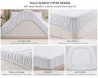 Casper Premium Quilted waterproof mattress protector - soft breathable fitted bed cover- Light Grey