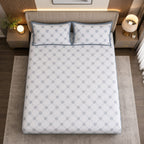 Pixel art - Mist Blue Trellis Elegance 100% cotton bedsheet