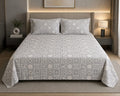 Chamatkar - ivory Mist Medallion glace cotton bedsheet