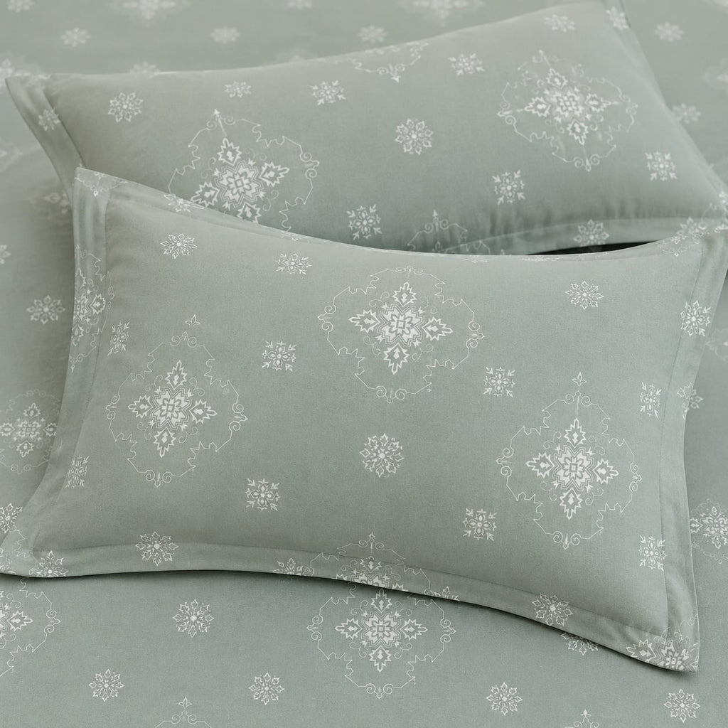 Glitter bedding - Sage Green Heritage Damask 100% Cotton Bedsheet Set Premium Floral Motif