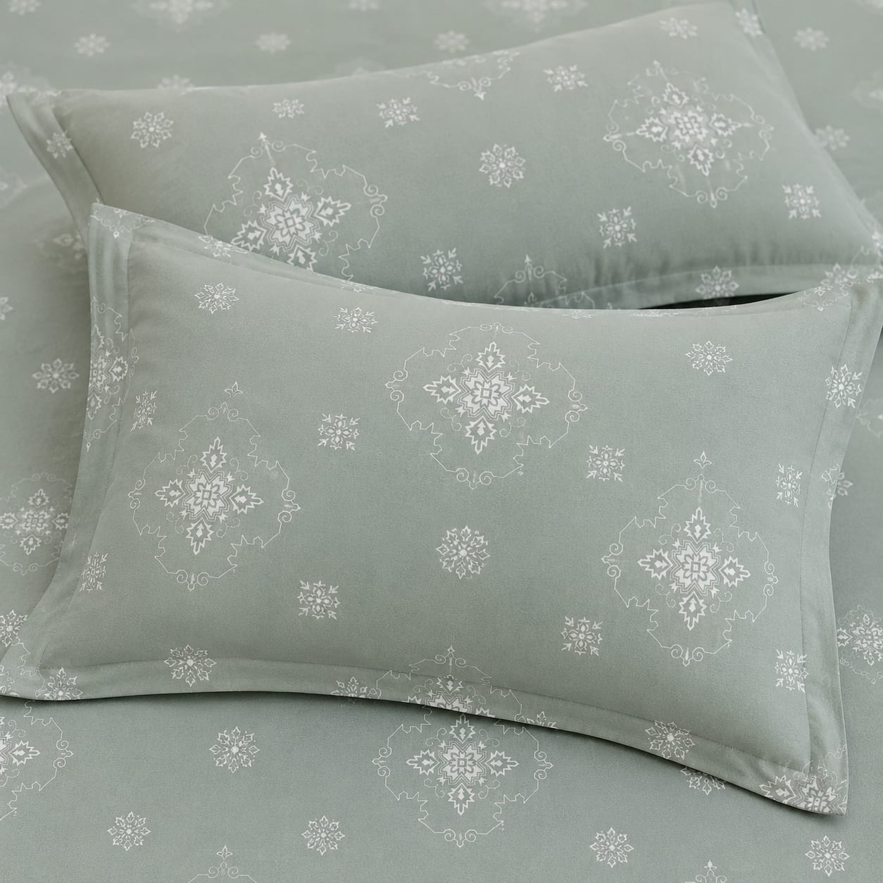 Glitter bedding - Sage Green Heritage Damask 100% Cotton Bedsheet Set Premium Floral Motif