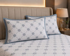 Pixel art - Mist Blue Trellis Elegance 100% cotton bedsheet