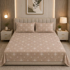 Glitter bedding - Royal Beige Heritage Damask 100% Cotton Bedsheet Set Premium Floral Motif