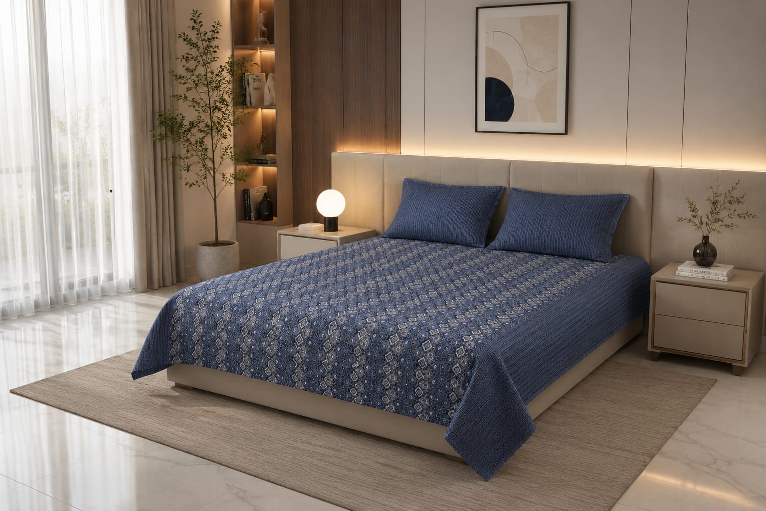 French rose -Slate Mosaic luxe - 100% cotton bedsheet