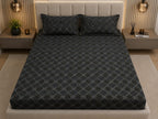 Dark and silk- Midnight Mosaic Luxe  Premium Bedsheet Set - 100%Cotton