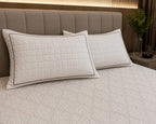 Embose - Ivory Taupe Regal Medallion Premium - 100%Cotton Bedsheet Set with Quilted Pillow Covers