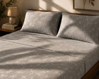 Spray - Moonstone Grey Floral Elegance premium Bedsheet Set -100% Cotton