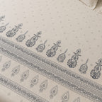 Dhurandhar Jaipur Heritage Ivory Paisley Border 100% Cotton Bedsheet – Ivory Grey”