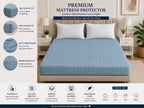 Casper Premium Quilted waterproof mattress protector - soft breathable fitted bed cover - sky blue
