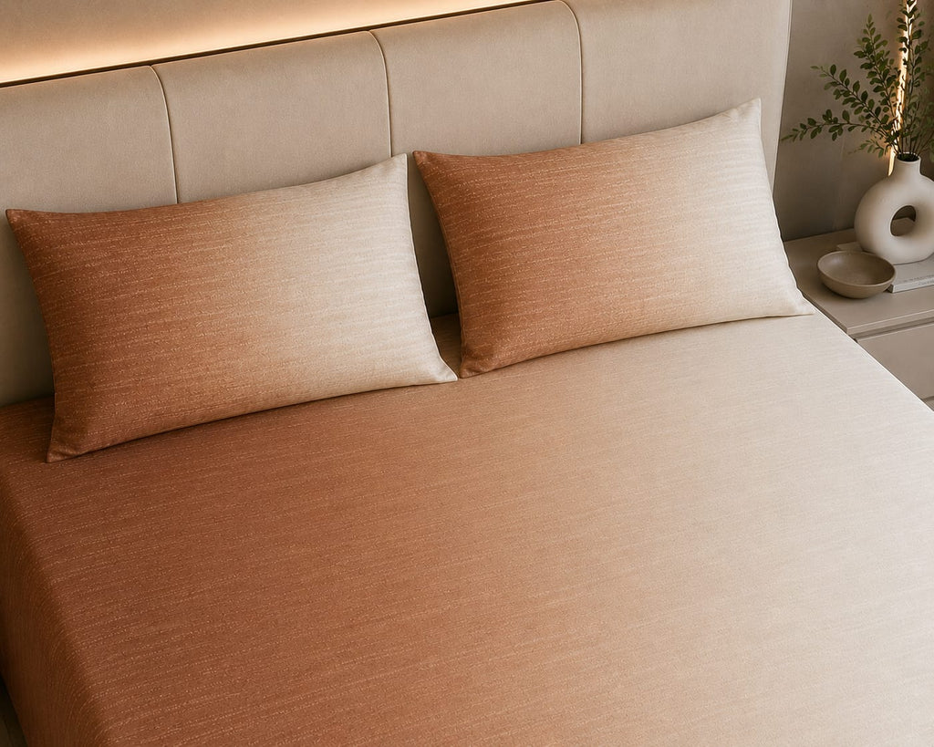 Ombre- Copper Ivory Ombre Premium Bedsheet Set - 100% cotton