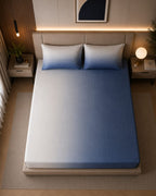Ombrey blue - Celestial Blue Ombre Premium flat Bedsheet - 100% Cotton with 2 Pillowcases